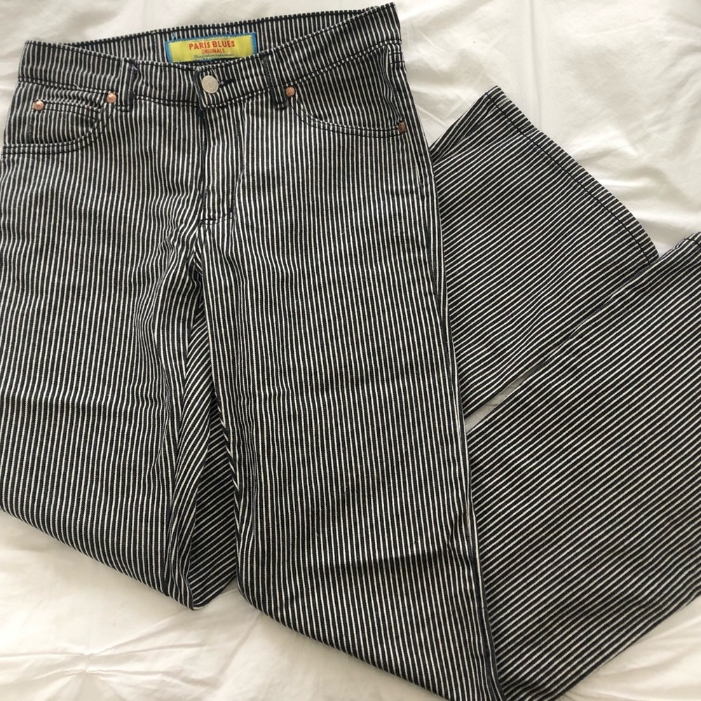 Y2K Junior’s Paris Blues Striped Wide Leg Jeans